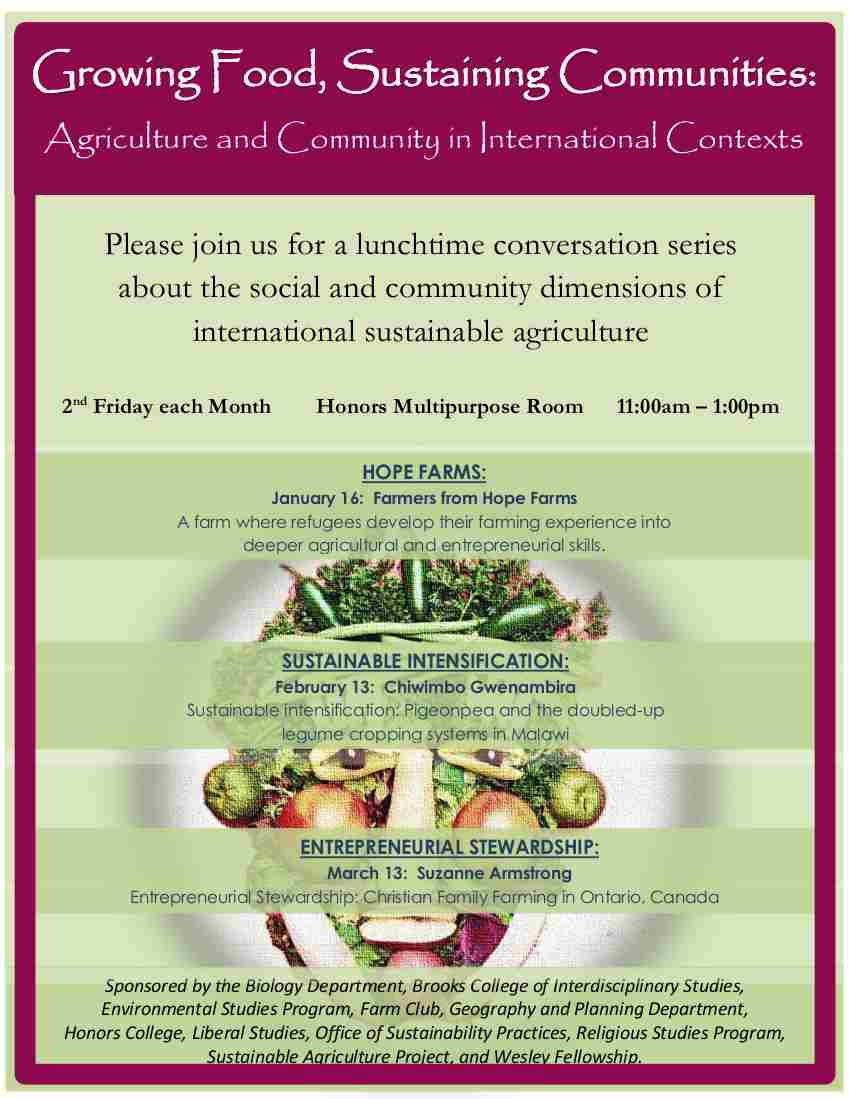 Growing Food Sustaining Communities seminar March 13
